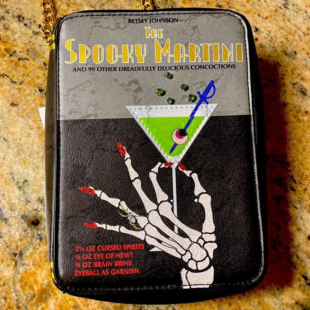 Betsey Johnson spooky martini book purse new with tags